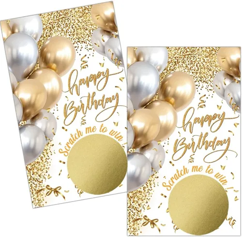Vista 8 de Haizct 50 tarjetas rascadoras de feliz cumpleaños 40, juego retro para raspar de radio para amantes de la música, suministros de fiesta de regreso a