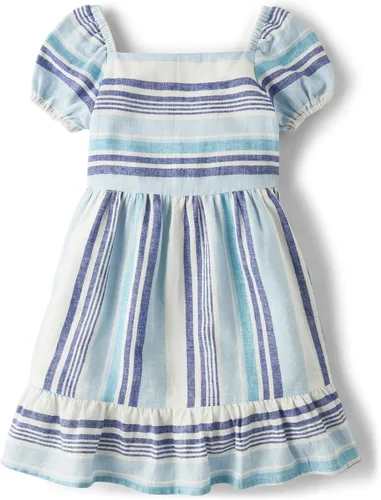 Vista 11 de Gymboree Vestidos escalonados de manga corta para niñas y niñas pequeñas Azul Flores