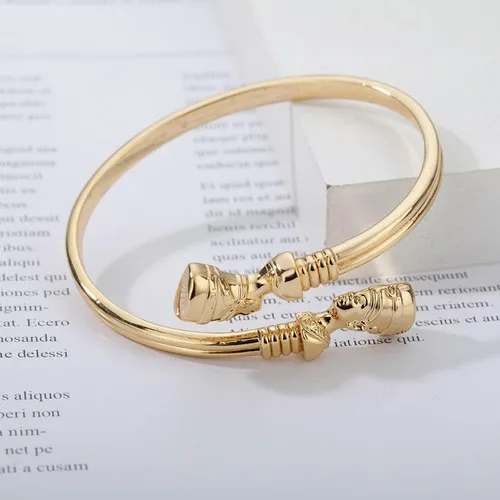 Vista 7 de EGO VINA Pulseras de nefertiti de la reina egipcia de la joyería africana para las mujeres, pulsera ajustable vintage de acero inoxidable, regalos