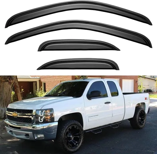 Vista 26 de Viseras de Ventana Protectores de Lluvia para Chevy Silverado/GMC Sierra 1500 Cabina Regular 2014-2018, Deflectores de Viento de Ventilación