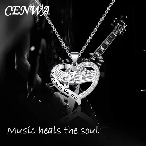 Vista 7 de CENWA Collar para amantes de la música, joyería temática de músico, collar de música cura el alma, regalo de música para artistas y músicos