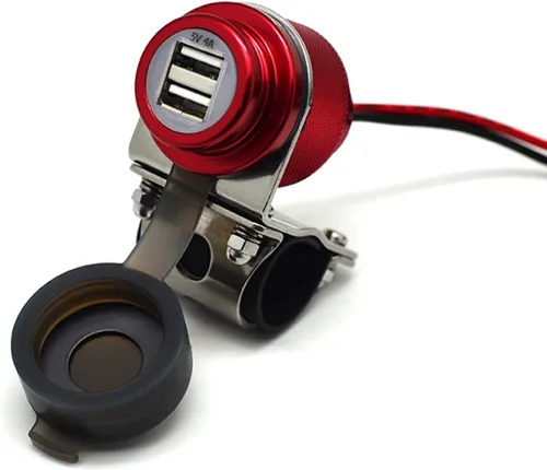 Vista 9 de Cliff Top Cargador USB para motocicleta, impermeable, doble puerto USB 4A, 20 W, aluminio, con interruptor de alimentación magnético, resistente
