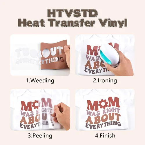 Vista 3 de HTVSTD Vinilo de transferencia de calor bohemio oscuro, 8 hojas de 12 x 10 pulgadas, vinilo HTV con estampado marrón claro para camisetas Dark