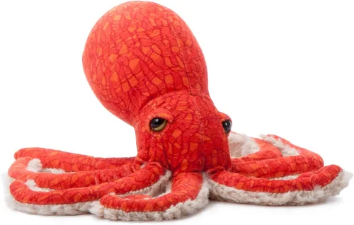 Vista 6 de The Petting Zoo Peluche de pulpo rojo del Pacífico, regalos para niños, animales marinos salvajes Onez, juguete de peluche de pulpo de 8 pulgadas