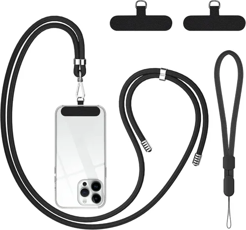 Vista 9 de Cordon para teléfono celular, cordon cruzado para teléfono con correa de cuello ajustable y paquete de 2 correas de muñeca para teléfono con parches