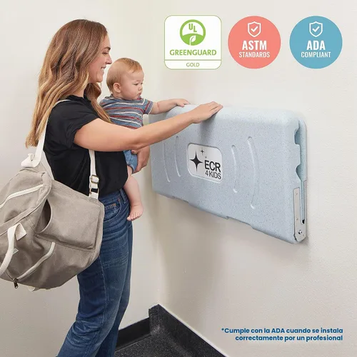 Vista 6 de ECR4Kids Cambiador de bebé horizontal montado en la pared, gris moteado Azul/Gris Moteado