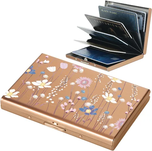 Vista 81 de BONSYL® Soporte para tarjetas de crédito, cartera delgada de metal con bloqueo RFID, con 6 ranuras para tarjetas, para mujeres y hombres.