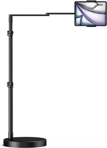 Vista 10 de elitehood Soporte de suelo para iPad de diseño diagonal con base resistente, soporte horizontal de 24 pulgadas de brazo largo para cama reclinable