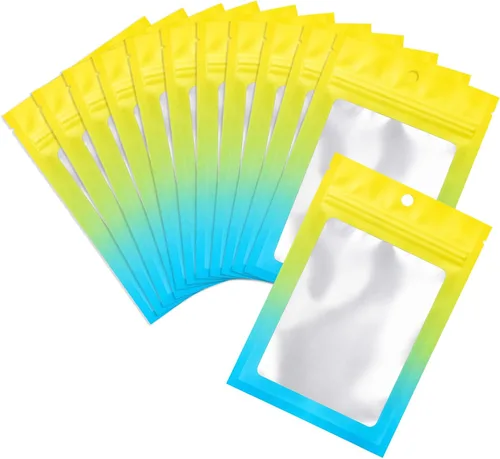 Vista 8 de 100 piezas de bolsas de mylar resellables, bolsas de almacenamiento de alimentos de color degradado, bolsas de cremallera de papel de aluminio