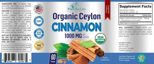 Vista 5 de YUMMYVITE Canela de Ceilán orgánica, 1000 mg por porción, suplemento orgánico certificado de canela verdadera, antioxidante, absorción rápida, 60