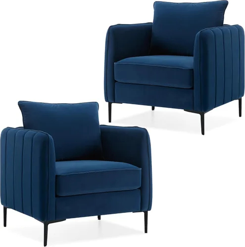 Vista 11 de Sillas de Acento de Terciopelo Negro para Sala de Estar, Silla de Acento Moderna Tapizada Cómodo Sillón de Terciopelo con Cojín Grueso y Marco