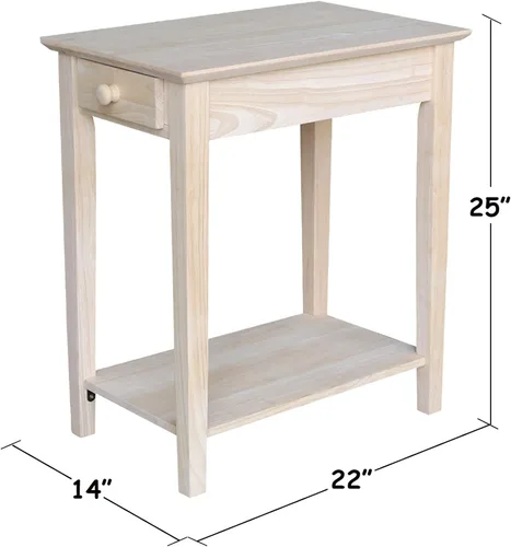 Vista 11 de IC International Concepts, Mesa auxiliar estrecha, madera real maciza, madera de parawood resistente, sala/dormitorio/entrada, dimensiones: 22