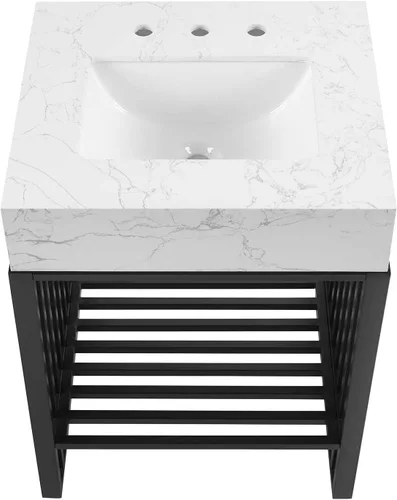 Vista 6 de Modway Gridiron - Tocador de baño de acero inoxidable de 24 pulgadas, color negro