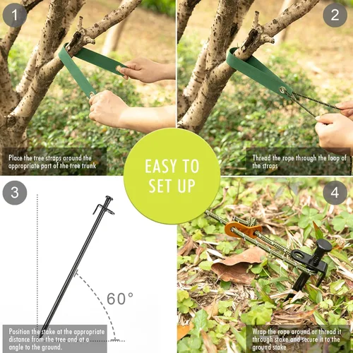 Vista 3 de Kit de estacas de árbol resistente, estacas de acero de 11.8 pulgadas y soportes para árbol joven, antiviento fuerte, kit de enderezamiento