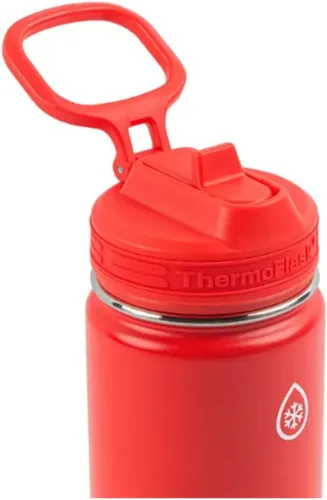 Vista 2 de ThermoFlask Botella de agua de acero inoxidable de 16 onzas, paquete de 2, rojo y aguamarina