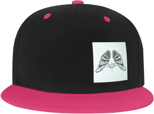 Vista 2 de QIZYOQA Angel Wings and Heart Snapback Hats for Men Women Hat Baseball Cap Flat Bill Visor White Hat