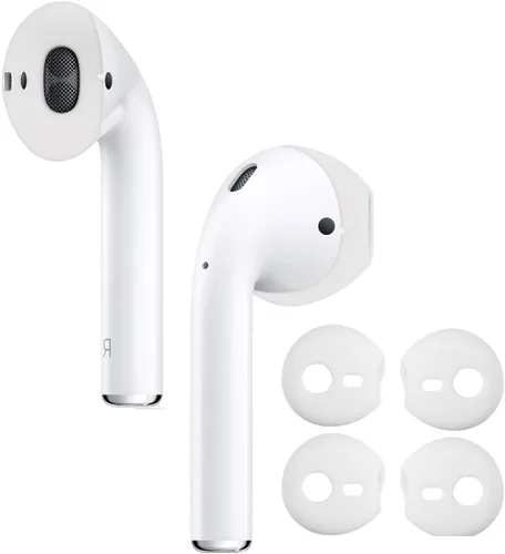 Vista 3 de Zotech 2 pares de auriculares para auriculares Apple y AirPods 1 y 2, auriculares de goma delgados superfinos y accesorios para la piel (negro)