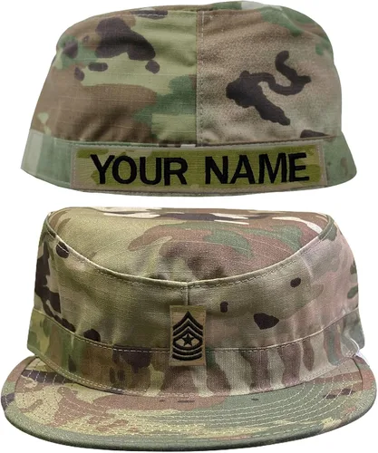 Vista 4 de Gorra de patrulla del ejército OCP con coser en rango y cinta de nombre USGI