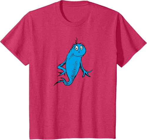 Vista 77 de Dr. Seuss Blue Fish Character - Camiseta con licencia oficial Negro