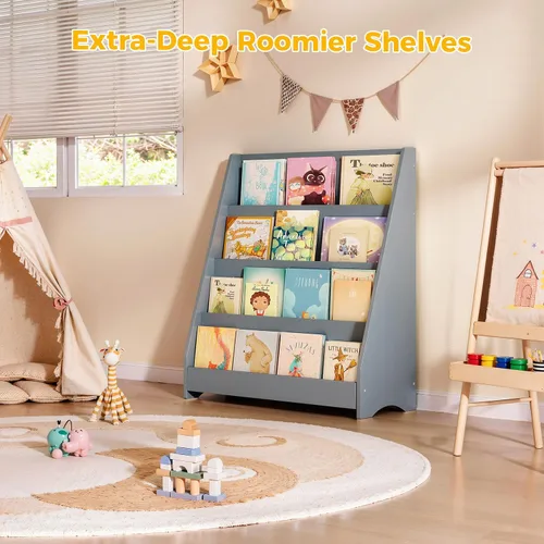 Vista 6 de Tatub Estantería de madera para niños de 4 niveles, color gris