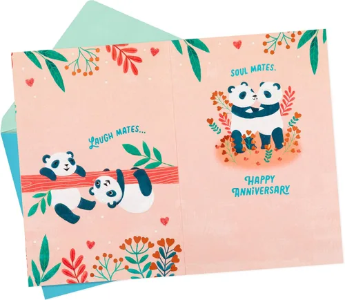 Vista 2 de Hallmark Tarjeta de aniversario (almas gemelas, pandas)