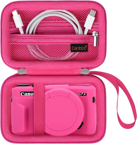 Vista 16 de Canboc Funda rígida para cámara digital Canon PowerShot G7X Mark III Mark II, PowerShot SX740 SX730, bolsa de malla para batería, cable USB, negro