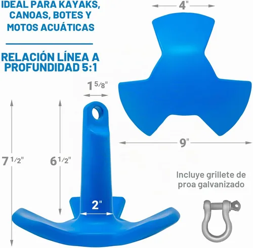 Vista 5 de River Anchor 8 lb para kayaks, canoas, botes y motos acuáticas