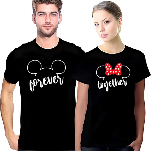 Vista 2 de Camisas a juego para parejas, para él o ella, para parejas, camisa de amor para hombres y mujeres, conjunto de camisetas MM para el día de San