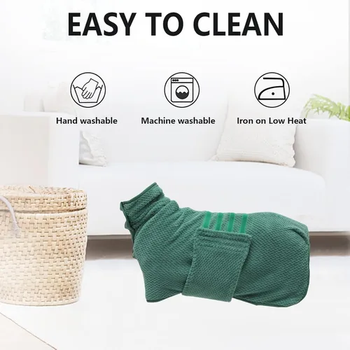 Vista 3 de Geyecete Pineapple Grid - Toalla de baño súper absorbente para perros y gatos, de secado rápido, color verde, talla XS