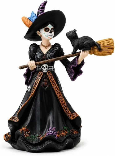 Vista 10 de Comfy Hour Figura de bruja del Día de los Muertos de 8 pulgadas, decoración Cocinar bruja