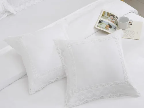 Vista 15 de Fundas de almohada de encaje rosa, fundas estándar de algodón, fundas de almohada Shabby Chic para cama, princesa francesa de campo, 2 unidades, 20