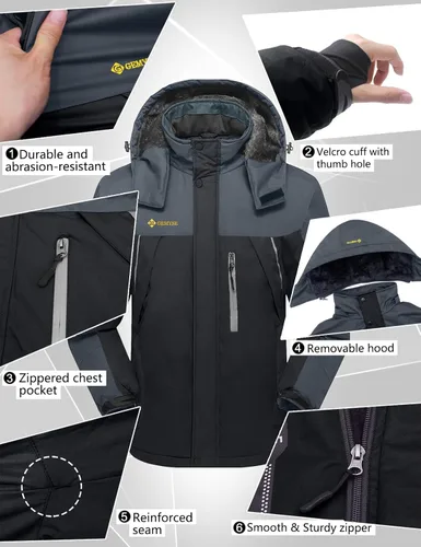 Vista 6 de GEMYSE chaqueta de esquí para hombre, impermeable, rompevientos, para la nieve