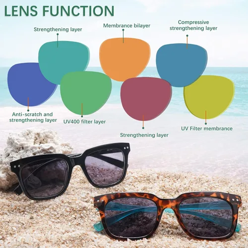Vista 6 de Paquete de 3 lentes de sol progresivos de lectura multienfoque para mujeres y hombres, protección UV, parte superior multifocal, lectores solares