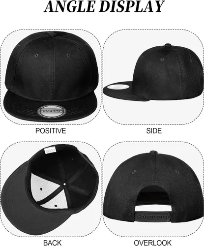 Vista 5 de 15 Pack Snapback Hats for Men Hip Hop Style Hats Solid Baseball Hats Adjustable Snapback Cap Flat Brim Baseball Caps