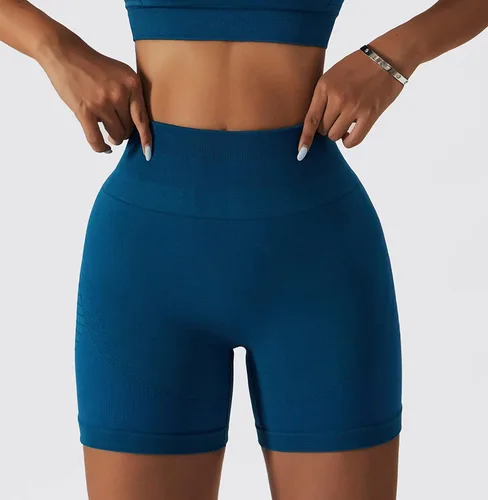 Vista 89 de Conjuntos de entrenamiento para mujer, 2 piezas, sin costuras, acanalada, sin mangas, brasier deportivo, cintura alta, pantalones cortos