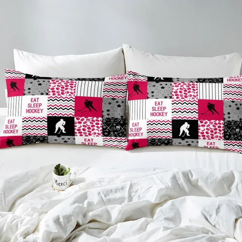 Vista 6 de Erosebridal Edredón de plumón de hockey sobre hielo, juego de edredón de jugador de hockey para adolescentes, niños y hombres, juego de ropa de cama