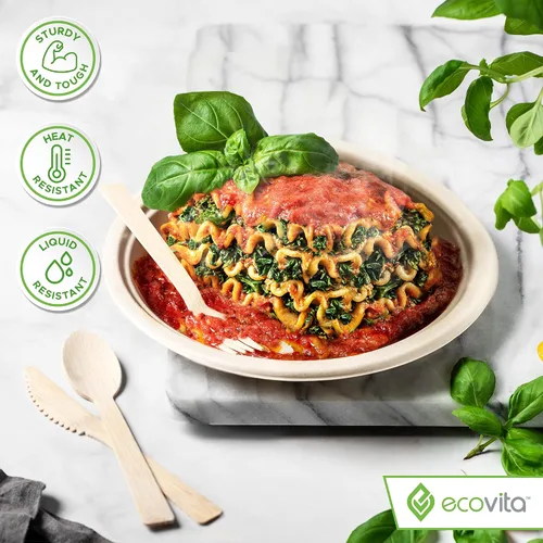 Vista 5 de Juego combinado de 380 utensilios desechables compostables grandes (7 pulgadas) ecológicos, duraderos y sin árboles, alternativa a los cubiertos