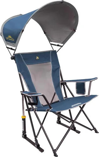 Vista 7 de GCI Outdoor Comfort Pro Mecedora para Acampar Silla mecedora plegable portátil con reposabrazos duraderos y portavasos — Rosado