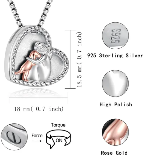 Vista 6 de Collar de urna de perro de plata de ley para cenizas de mascotas, S925 para cremación de piel de mascota, recuerdo conmemorativo, regalo de joyería