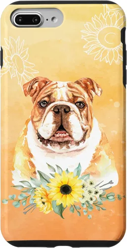 Vista 12 de iPhone 16 Cute English Bulldog Dog Bully - Sunflower Floral Flowers Case