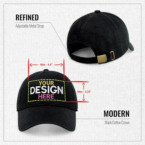 Vista 2 de Sombrero bordado personalizado, estilo polo, unisex, ajustable, sin estructura, algodón, con logotipo y texto en tu propia imagen
