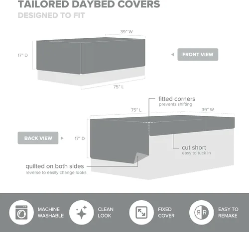 Vista 11 de Comfort Spaces Funda para sofá cama de lujo de doble cara - Acolchado, ropa de cama acogedora para todas las estaciones con falda de cama, fundas a
