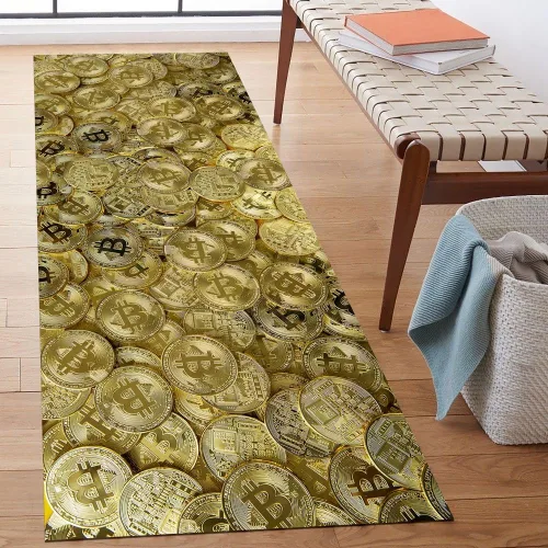 Vista 29 de GUBIYU Juego de 2 alfombras y tapetes de cocina color beige y dorado para billetes de 100 dólares, alfombra divertida y fresca para baño