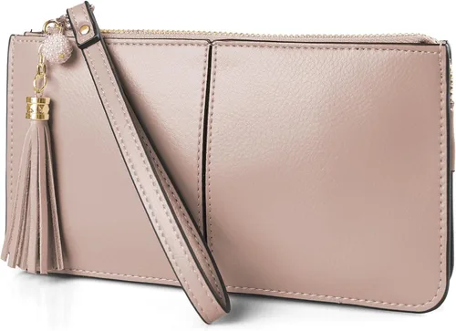 Vista 17 de befen Clutch de Muñeca de Cuero Genuino para Mujeres Ultra-Delgado Portador de Tarjetas de Crédito para Damas Cartera Monedero con Protección RFID
