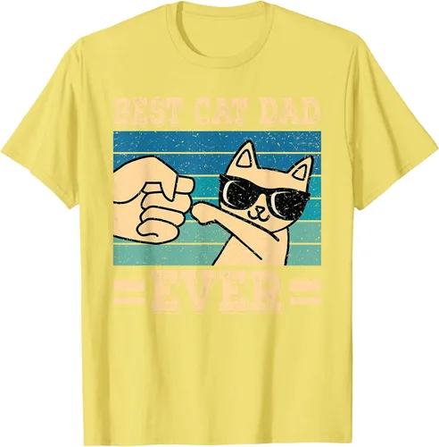 Vista 16 de Best Cat Dad Ever Vintage Funny Cat Lover Retro Men T-Shirt Asphalt Grey