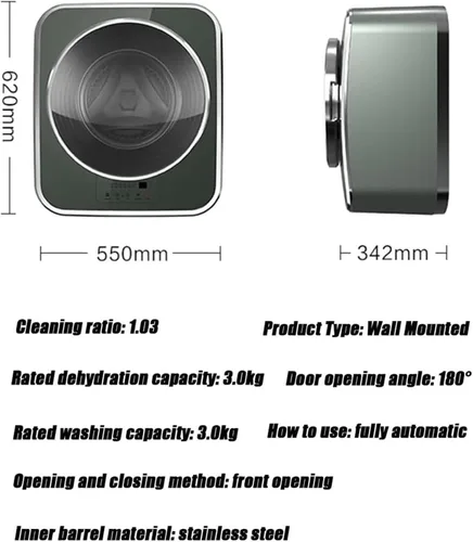Vista 3 de Lavadora eléctrica de lavado rápido de 15 minutos, lavadora montada en la pared, mini lavadora de ropa interior, secador de centrifugado, panel