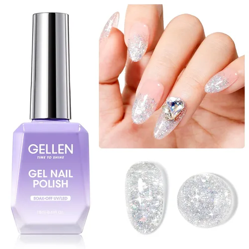 Vista 25 de GELLEN - Base y capa superior de gel, juego de 2 esmaltes de uñas de gel, capa superior que no se limpia 12ml Base Coat & No Wipe Top Coat Set.
