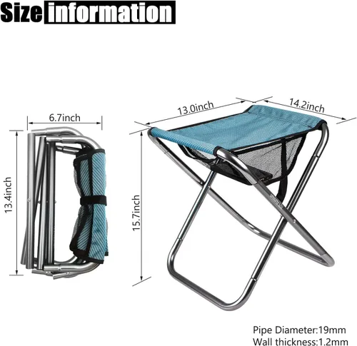 Vista 2 de Taburete Plegable Portátil, Taburete de Camping Tamaño Mini Portátil (Azul Grande)