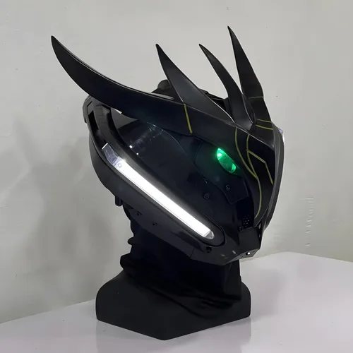 Vista 4 de Máscara LED Cyberpunk, casco futurista para cosplay, ciencia ficción