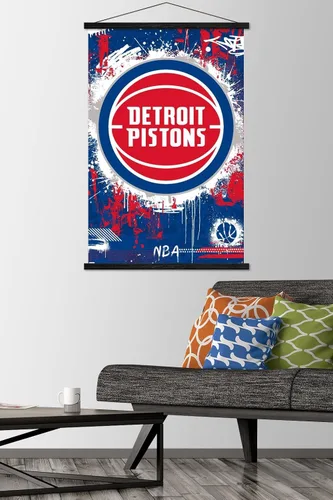 Vista 2 de Trends International NBA Detroit Pistons - Póster de pared con logotipo Maximalist 23 con marco magnético